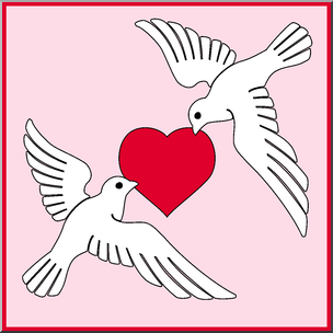 Clip Art: Valentine Doves 1 Color