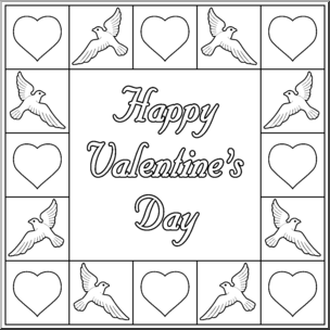 Clip Art: Valentine Doves 2 B&W