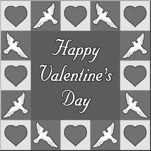 Clip Art: Valentine Doves 2 Grayscale