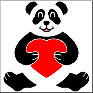 Clip Art: Valentine Panda Color 1