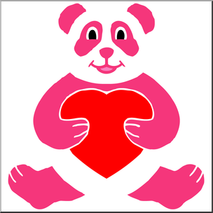 Clip Art: Valentine Panda Color 2