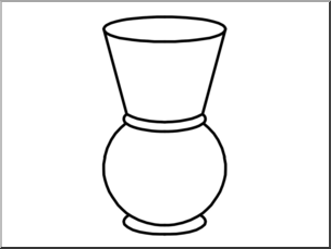 Clip Art: Basic Words: Vase B&W Unlabeled