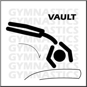 Clip Art: Gymnastics: Vault B&W