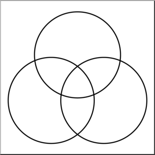 Clip Art: Venn Diagram 3 Zone B&W Unlabeled