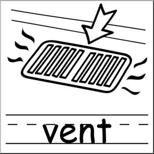 Clip Art: Basic Words: Vent B&W Labeled
