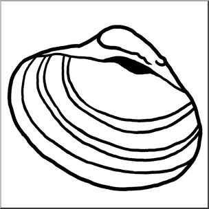 Clip Art: Seashells: Venus Clam Shell B&W