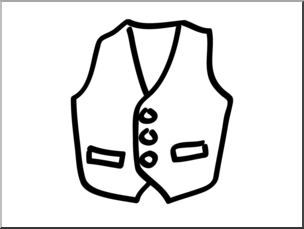 Clip Art: Basic Words: Vest B&W Unlabeled