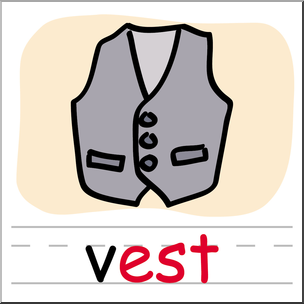 Clip Art: Basic Words: -est Phonics: Vest Color