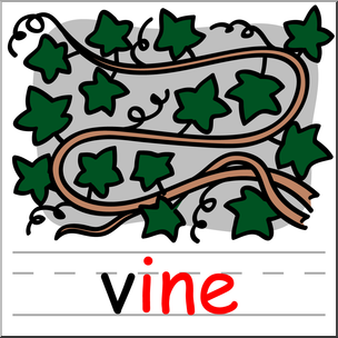 Clip Art: Basic Words: -ine Phonics: Vine Color
