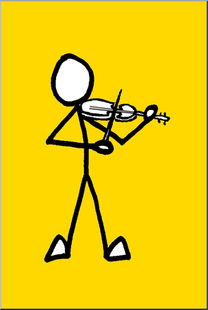 Clip Art: Stick Guy Violin Player Color