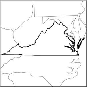 Clip Art: US State Maps: Virginia B&W