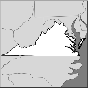 Clip Art: US State Maps: Virginia Grayscale