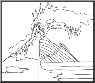 Clip Art: Geology: Volcano 2 B&W Blank