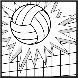 Clip Art: Sports Icon: Volleyball B&W