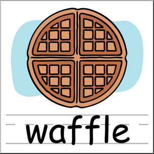 Clip Art: Basic Words: Waffle Color Labeled