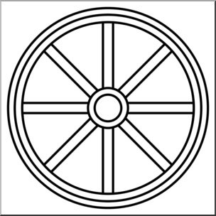 Clip Art: Western Theme: Wagon Wheel B&W