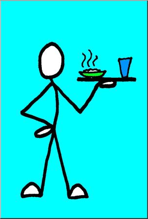 Clip Art: Stick Guy Waiter Color