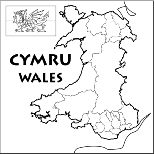 Clip Art: Wales Map B&W Blank