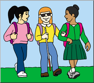 Clip Art: Kids: Walking To School 1 Color