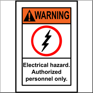 Clip Art: Electricity: Warning Electrical Hazard Sign Color