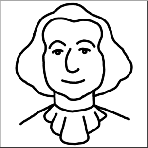 Clip Art: Cartoon Faces: George Washington B&W