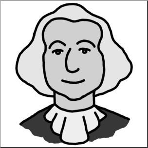 Clip Art: Cartoon Faces: George Washington Grayscale