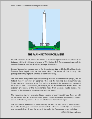 Comprehension: U.S. Landmark – Washington Monument (upper elementary)