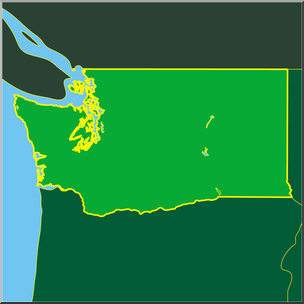 Clip Art: US State Maps: Washington Color