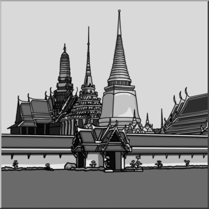 Clip Art: Wat Phra Kaew Grayscale