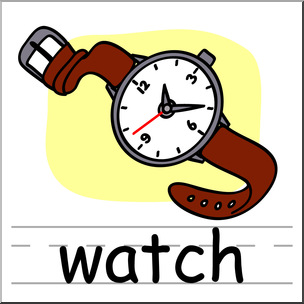 Clip Art: Basic Words: Watch Color Labeled