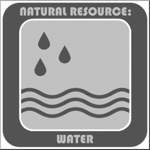 Clip Art: Natural Resources: Water Grayscale Labeled
