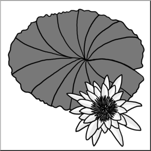 Clip Art: Plants: Water Lily Grayscale