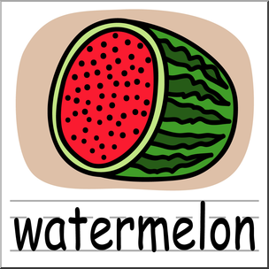 Clip Art: Basic Words: Watermelon Color Labled