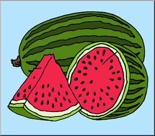 Clip Art: Fruit: Realistic Watermelon 2 Color 2