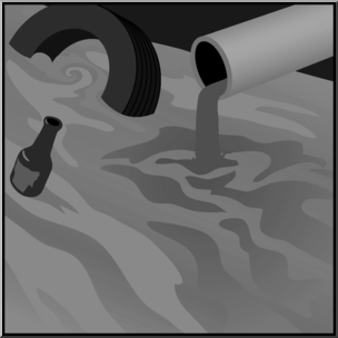 Clip Art: Environmental Concerns: Water Pollution Grayscale