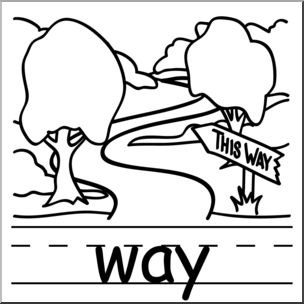 Clip Art: Basic Words: Way B&W Labeled