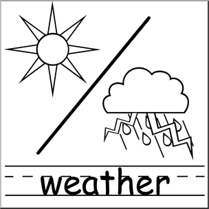Clip Art: Weather Icons: Weather B&W Labeled