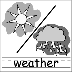 Clip Art: Weather Icons: Weather Grayscale Labeled