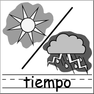 Clip Art: Weather Icons Spanish: Tiempo Grayscale