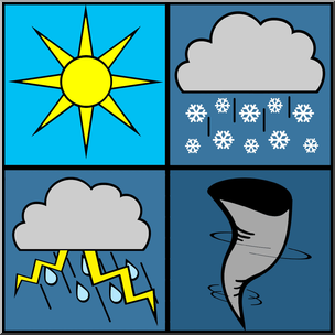 Clip Art: Weather Icons: Weather Color Unlabeled