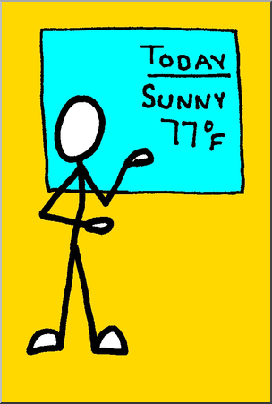 Clip Art: Stick Guy Weather Forecaster Color