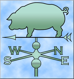 Clip Art: Weathervane w/Pig Color 1