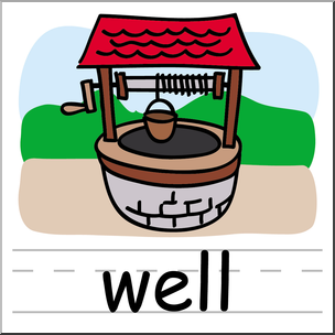 Clip Art: Basic Words: Well Color Labeled
