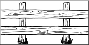 Clip Art: Western Theme: Western Fence B&W
