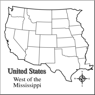 Clip Art: US Map: Western States B&W Blank