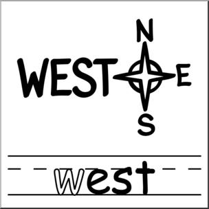 Clip Art: Basic Words: -est Phonics: West B&W