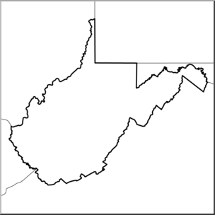 Clip Art: US State Maps: West Virginia B&W