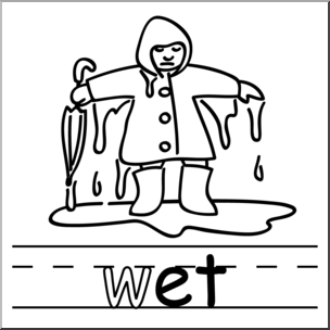 Clip Art: Basic Words: -et Phonics: Wet B&W