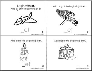 Booklet of et Words (blank) (b/w) (k-1) Words from Words