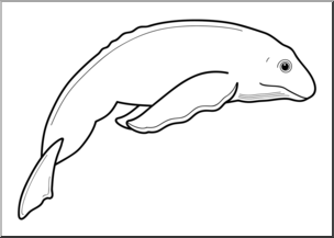 Clip Art: Baby Animals: Whale Calf B&W